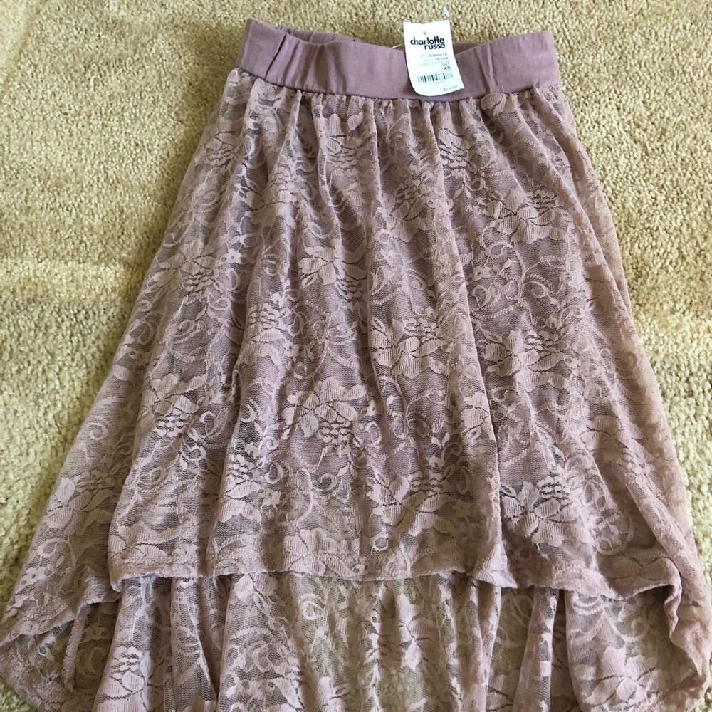 Dusty pink high low lace skirt